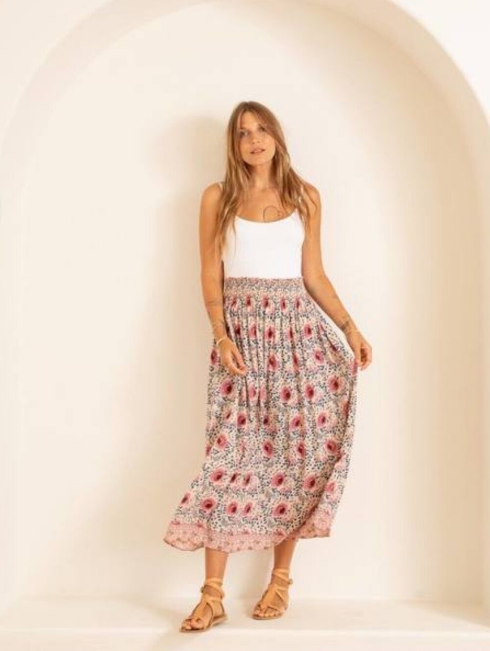 Bella Skirt In Vintage Flowers Cream O/S
